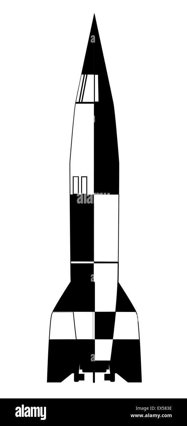 V2 tedesco Guerra Mondiale 2 razzo su uno sfondo bianco Foto Stock