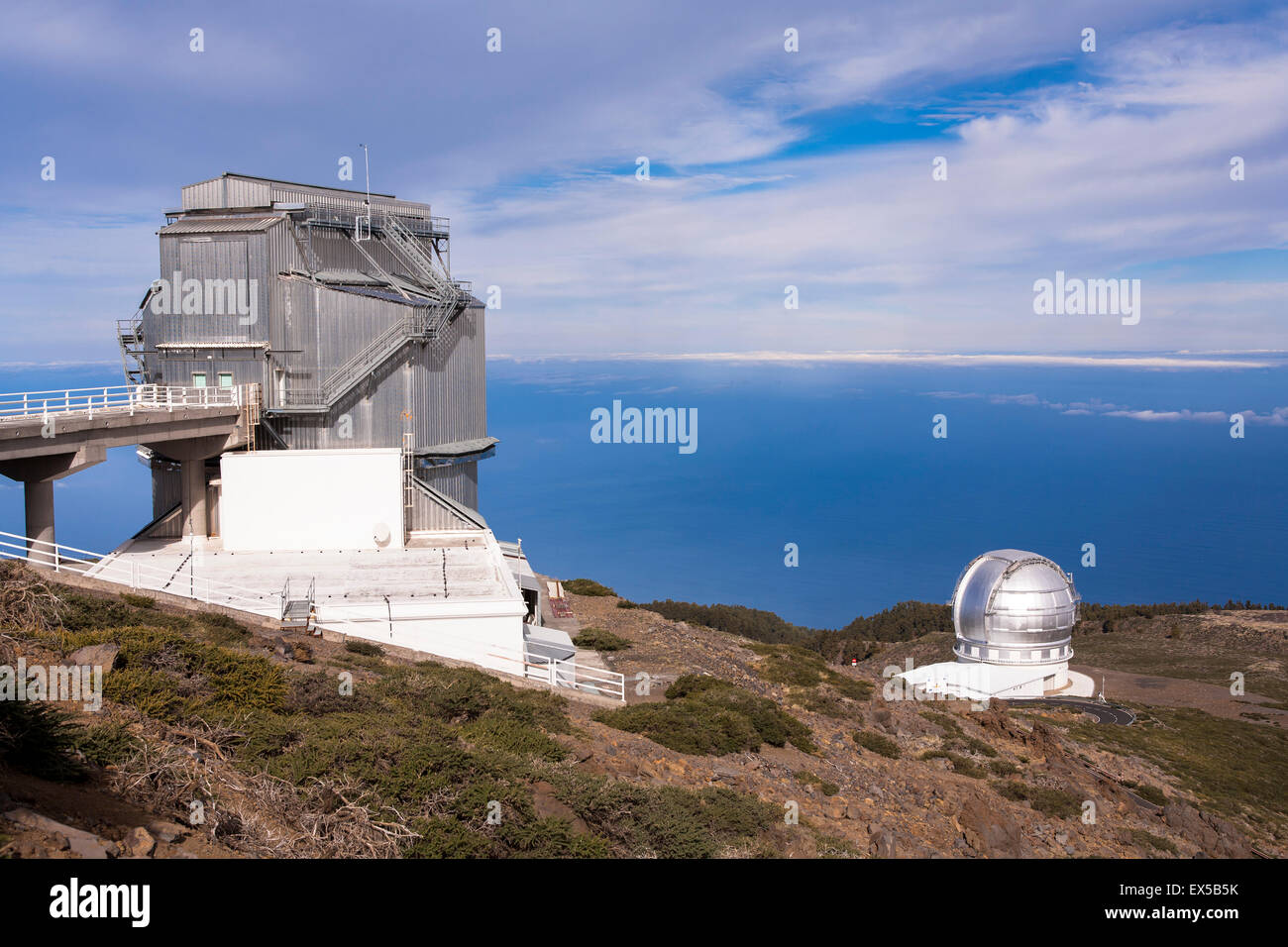 Spagna, Canarie, l'isola di La Palma, il Telescopio Nazionale Galileo e il Gran Telescopio Canarias, GRANTECAN Foto Stock