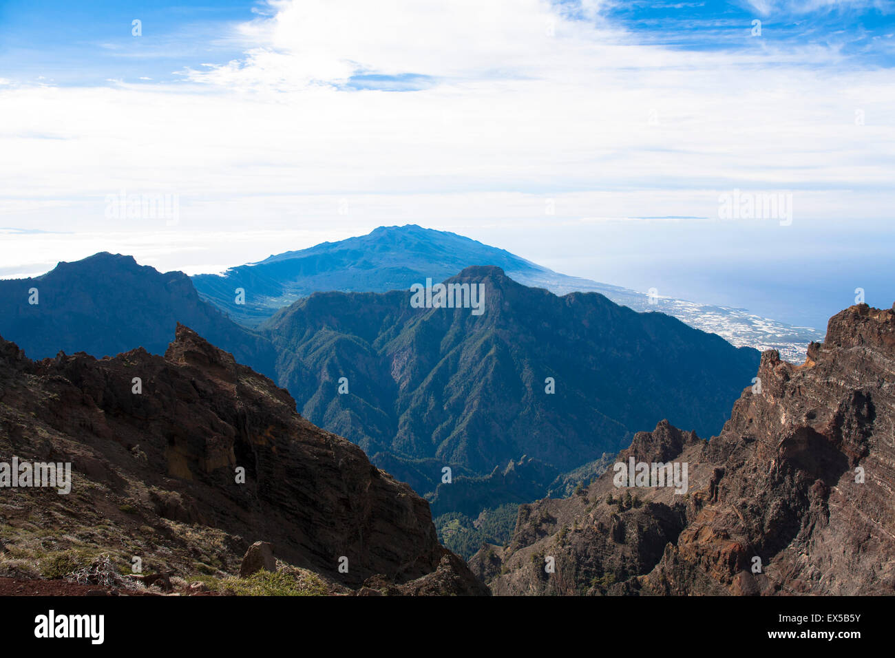 ESP, Spagna, Canarie, l'isola di La Palma, parco nazionale de la Caldera de Taburiente, vista da Roque de los Muchachos in Foto Stock