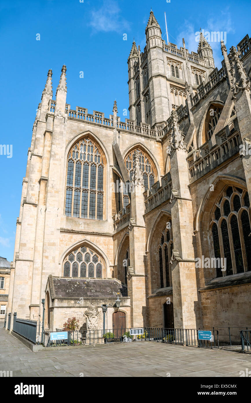 View all Abbazia di Bath nella vecchia città di Bath, Somerset, Inghilterra Foto Stock