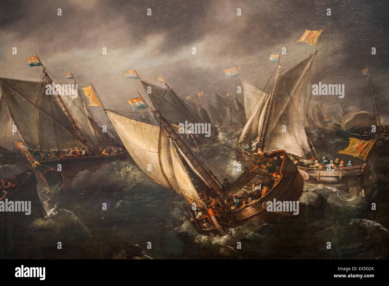 Inghilterra, Londra Greenwich, la Casa della regina, la pittura di yacht olandese Racing di Andries Van Eertvelt Foto Stock