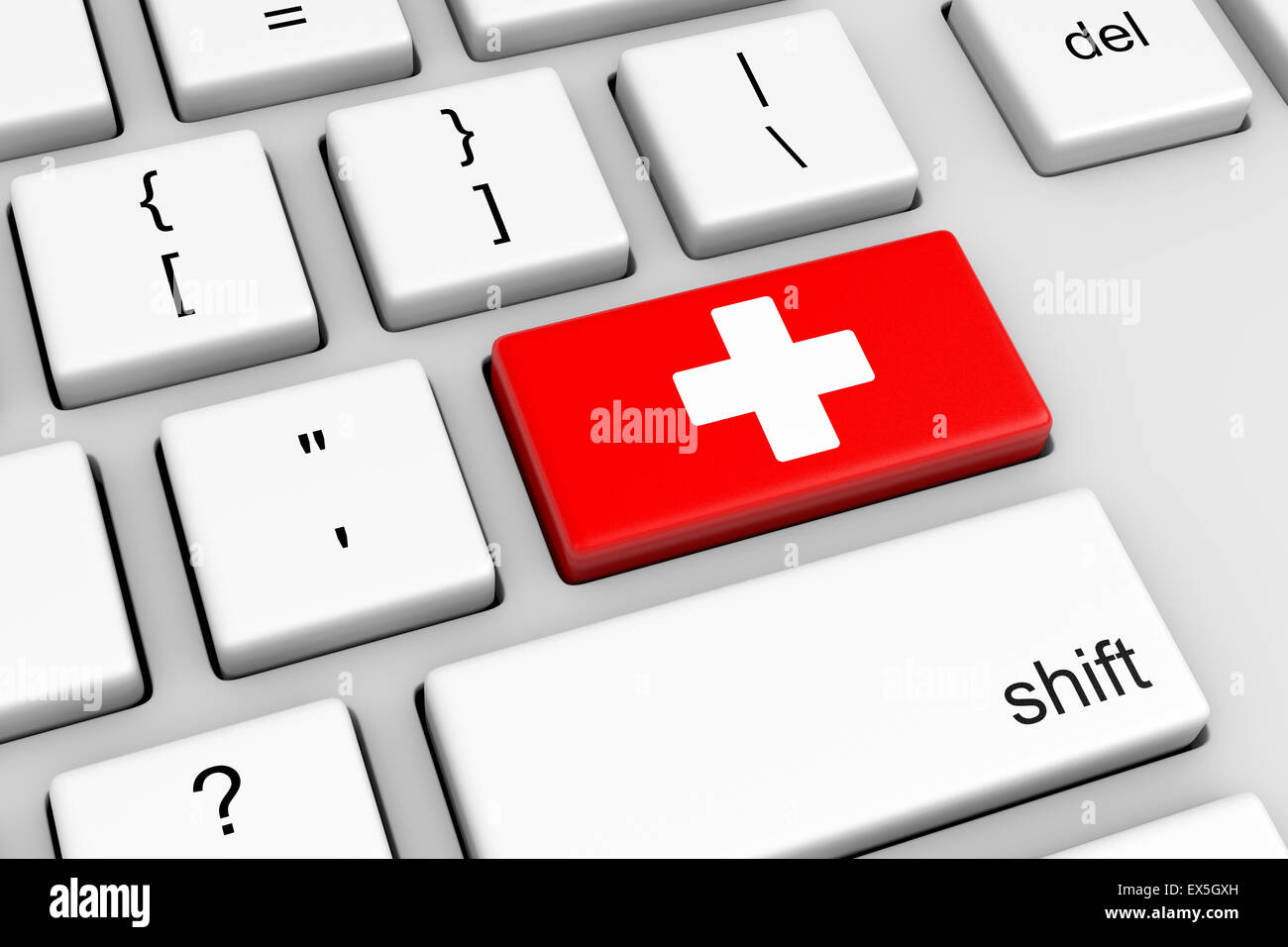 Tastiera per computer con croce rossa, illustrazione del pulsante Foto  stock - Alamy