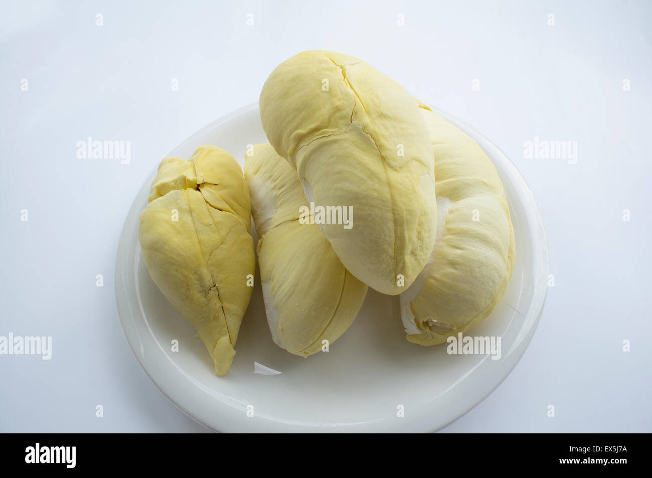Durian sbucciare la frutta tropicale odore gustoso re Foto Stock