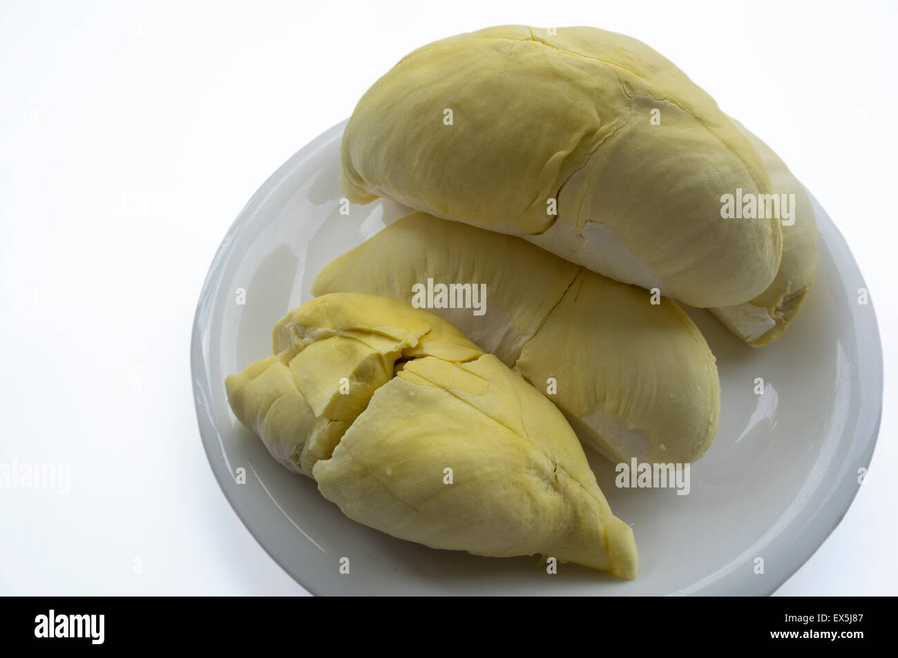 Durian sbucciare la frutta tropicale odore gustoso re Foto Stock