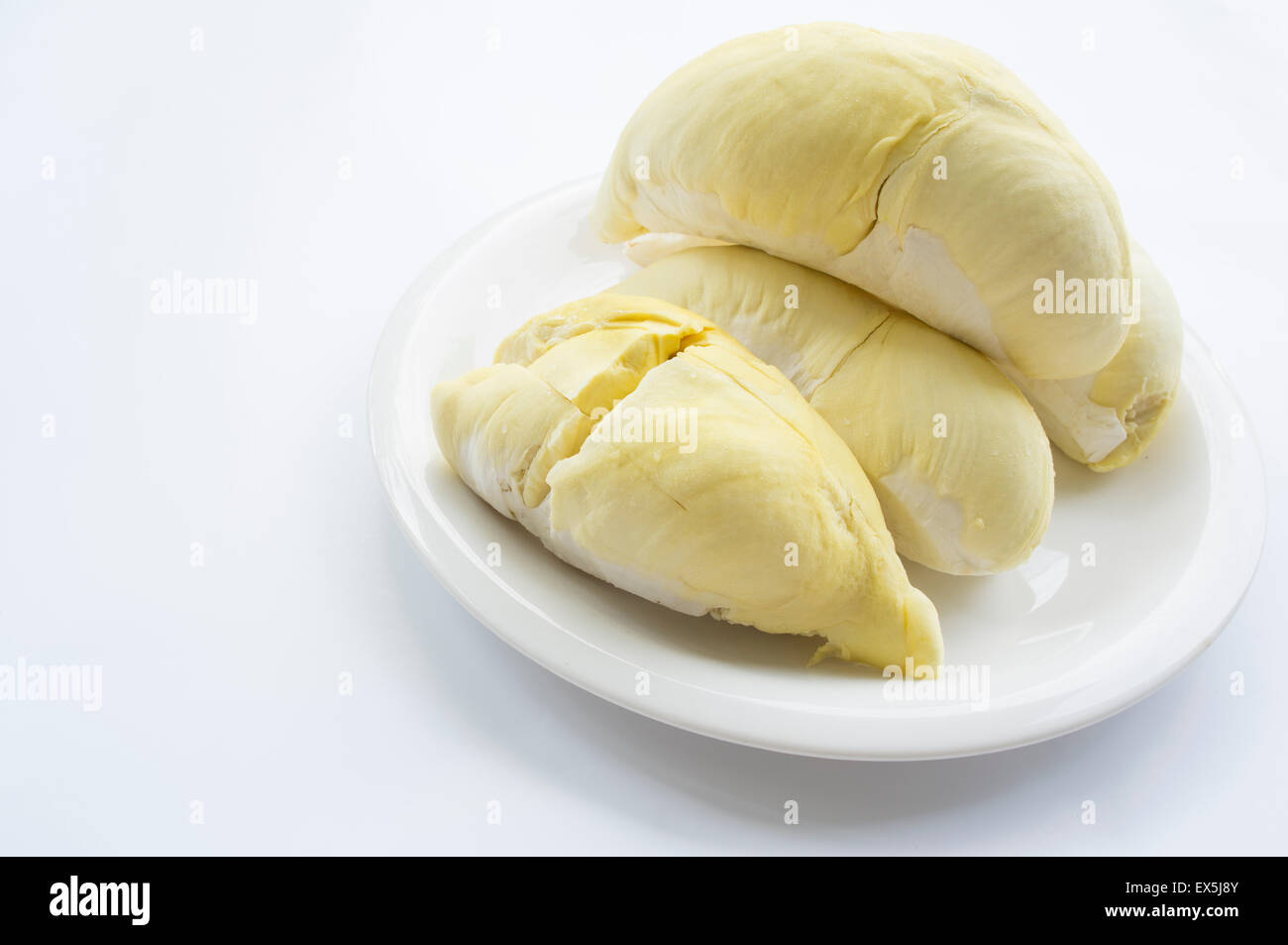 Durian sbucciare la frutta tropicale odore gustoso re Foto Stock