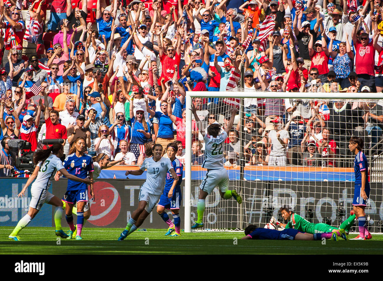 Vancouver, Canada. 5 Luglio, 2015. durante la finale di Coppa del Mondo match tra gli Stati Uniti e il Giappone al FIFA Coppa del Mondo Donne Canada 2015 presso lo Stadio BC Place. Stati Uniti d'America ha vinto la partita 5-2. Credito: Matt Jacques/Alamy Live News Foto Stock