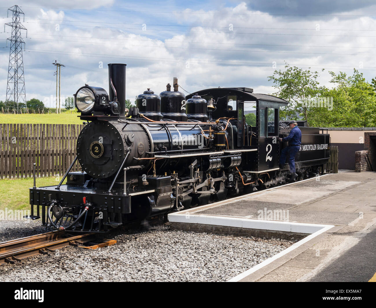 Locomotiva a vapore, Pant Stazione, Brecon ferrovia di montagna, Powys, Wales, Regno Unito Foto Stock