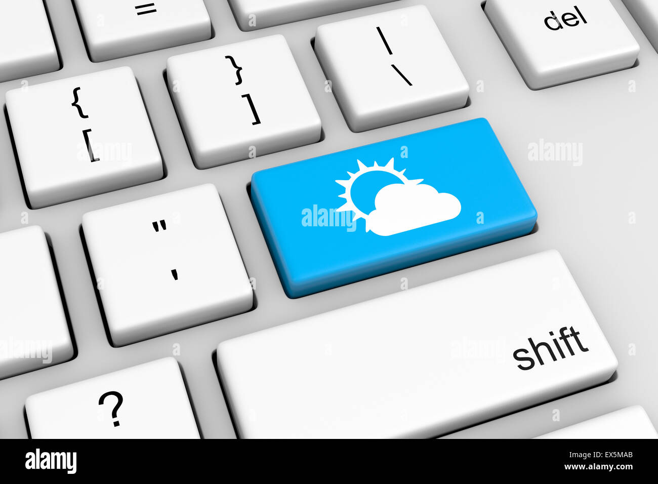 Tastiera per computer con Blue Meteo, illustrazione del pulsante Foto Stock