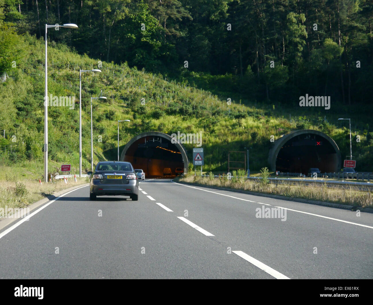 La Southbound ingresso del tunnel Hindhead, Hindhead, Inghilterra Foto Stock