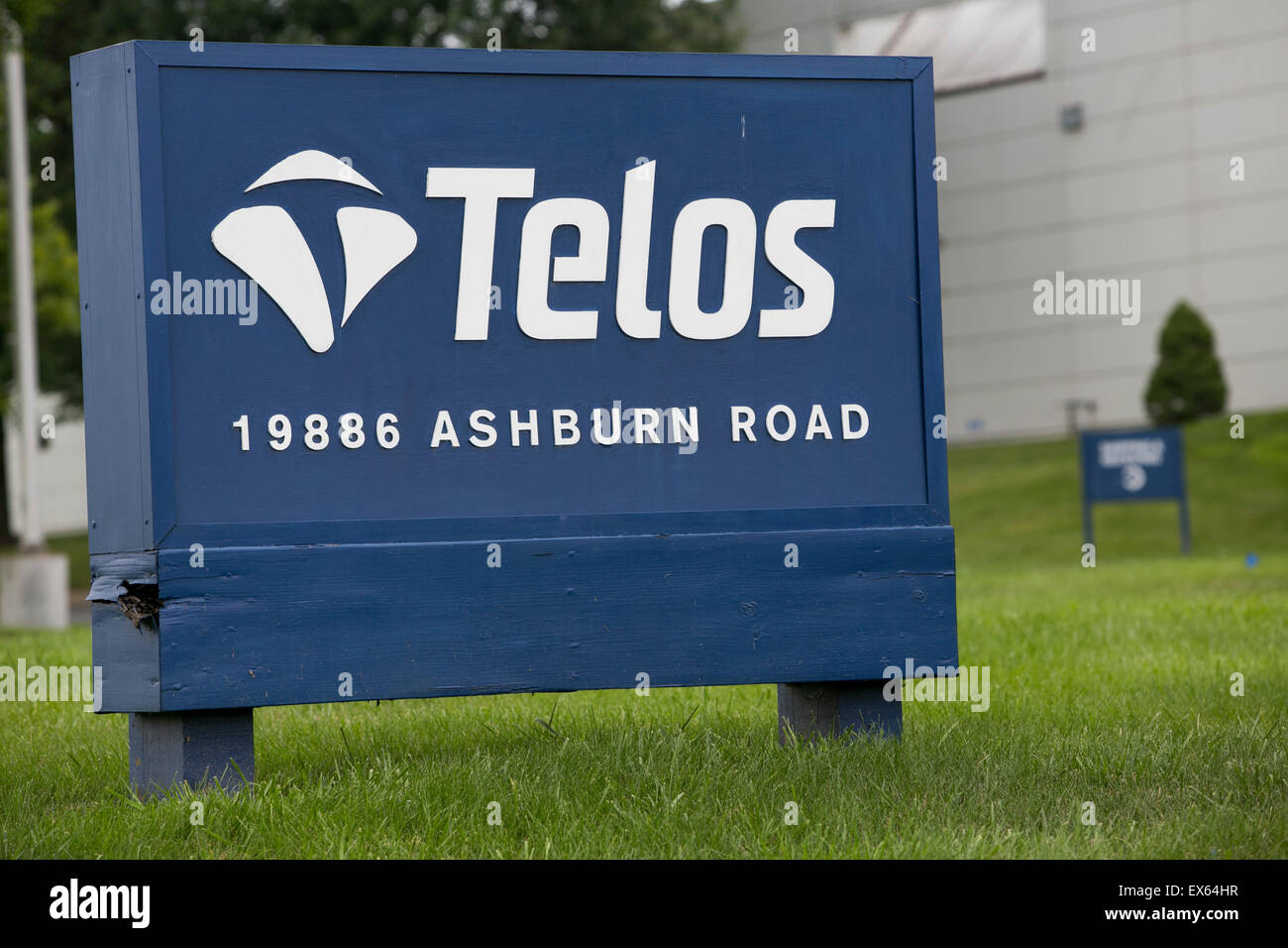 Un logo segno al di fuori della sede del Telos Corporation, in ASHBURN, Virginia. Foto Stock