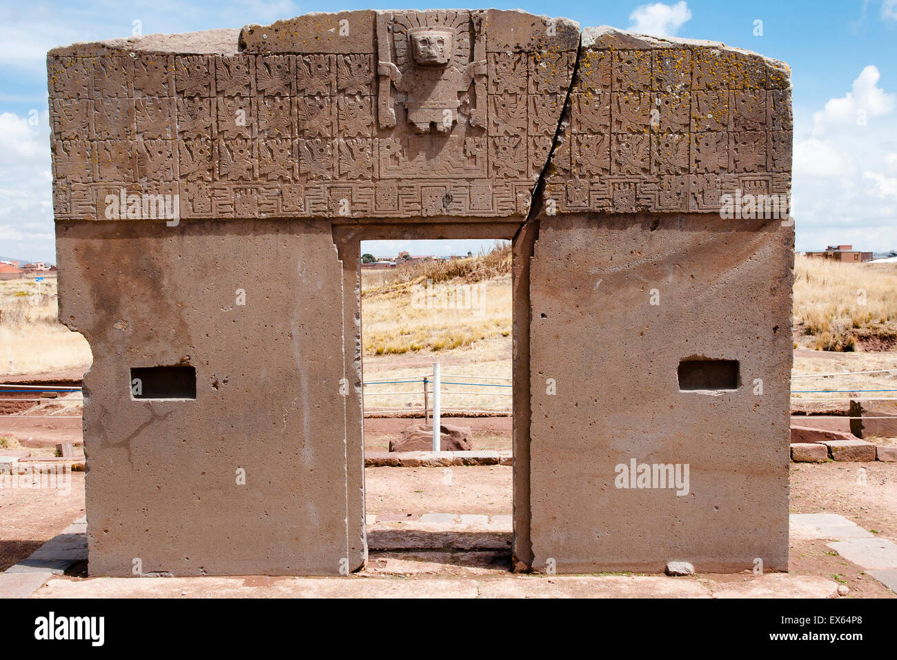 Porta del Sole - Tiwanaku - Bolivia Foto Stock