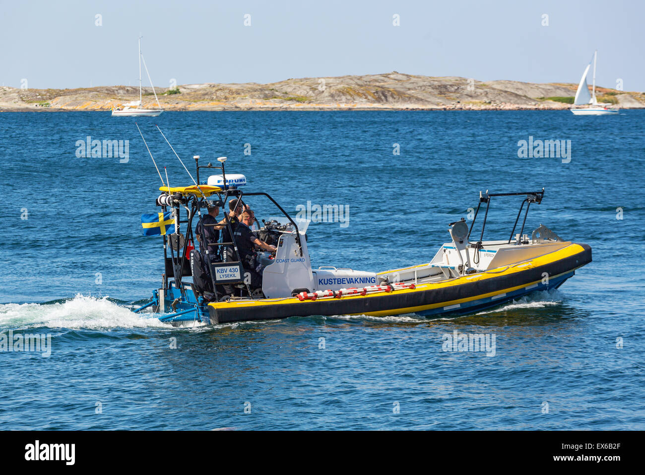 Coast Guard di pattuglia sulla svedese costa ovest Foto Stock