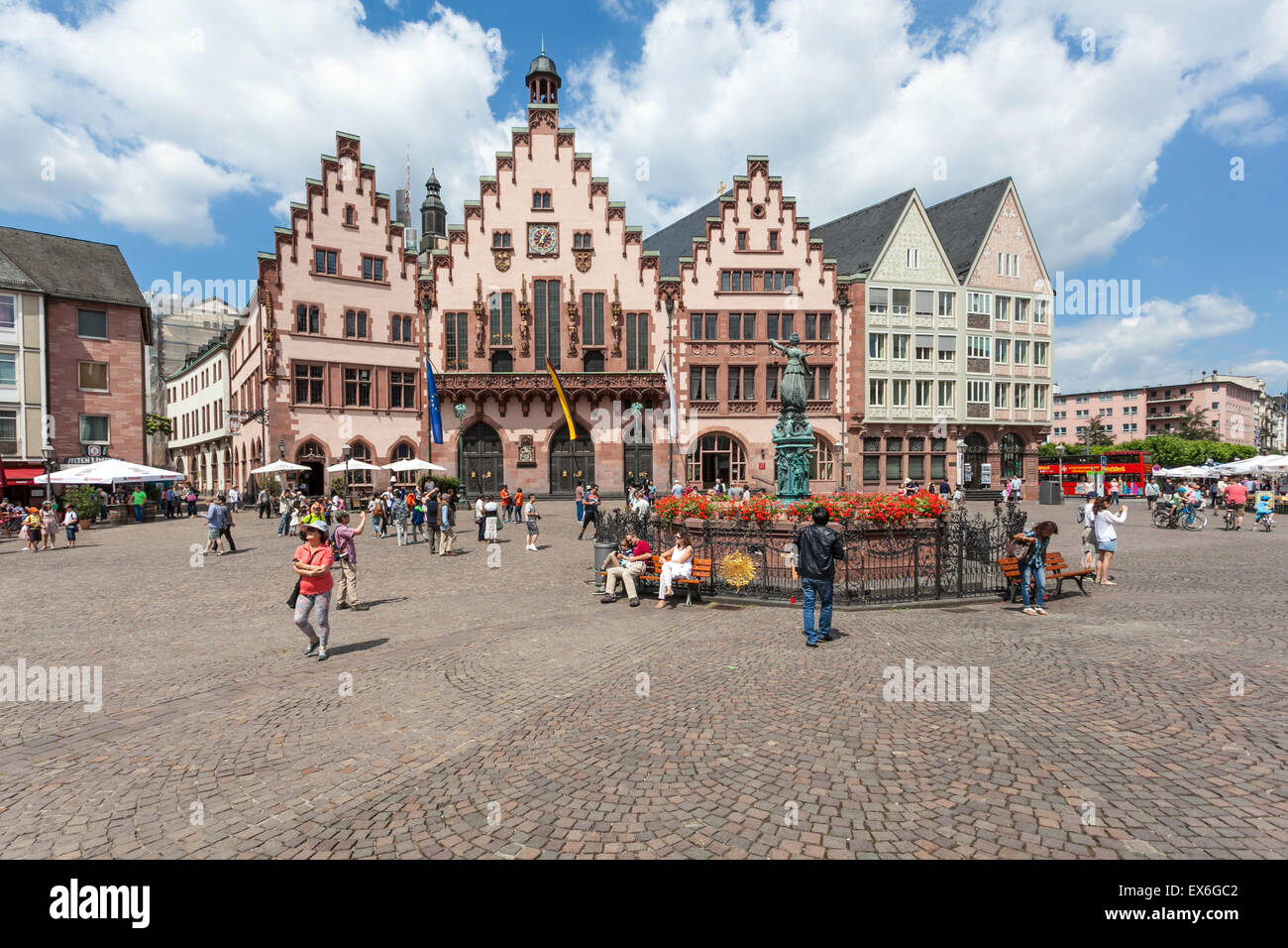 Roemberberg storica piazza della città di Francoforte sul Meno, Germania Foto Stock
