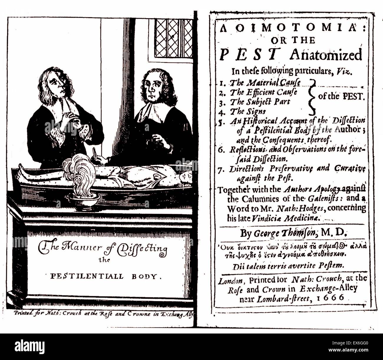 George Thomson (c. 1619-1676), medico inglese, Medical writer e scrittore di pamphlet. Egli è stato una figura di primo piano nel tentativo di creare una "Collegio dei Medici chimici', un rivale alla Royal College of Physicians. Durante la grande peste del 1665 h Foto Stock