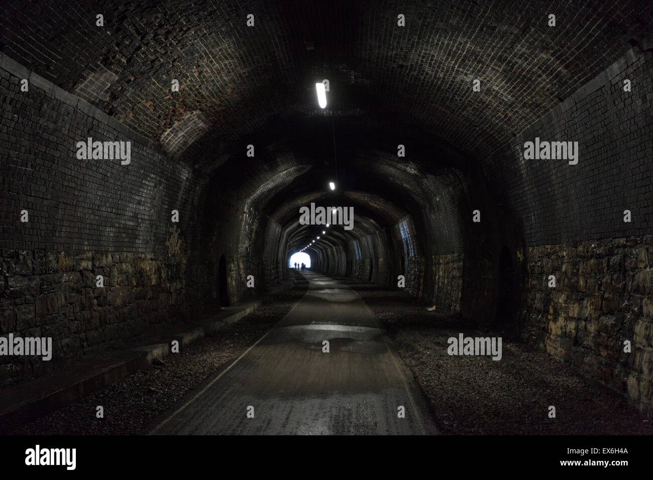 Monsal Trail Tunnel, Derbyshire, Peak District UK Foto Stock