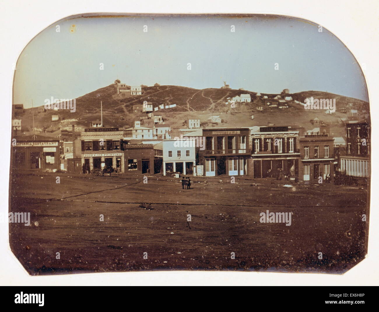 Daguerreotype fotografia di Portsmouth Square, San Francisco, California 1851 Foto Stock