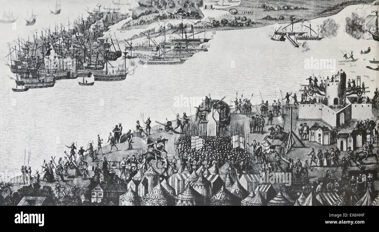 Incisione di linea di azione di Portsmouth durante la fondazione della Mary Rose. Incisi da James Basire. Datata 1545 Foto Stock