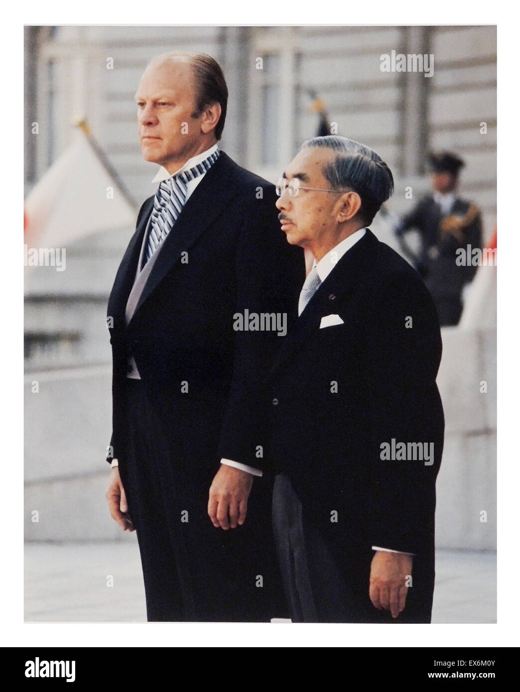 Presidente Gerald Ford (USA) con l'imperatore giapponese Hirohito 1975 Foto Stock