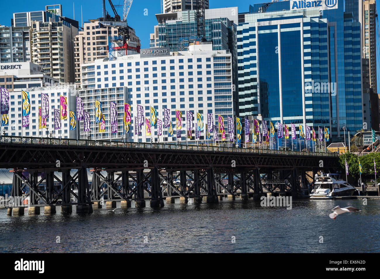 Pyrmont Bridge, il Darling Harbour, Sydney, Australia Foto Stock