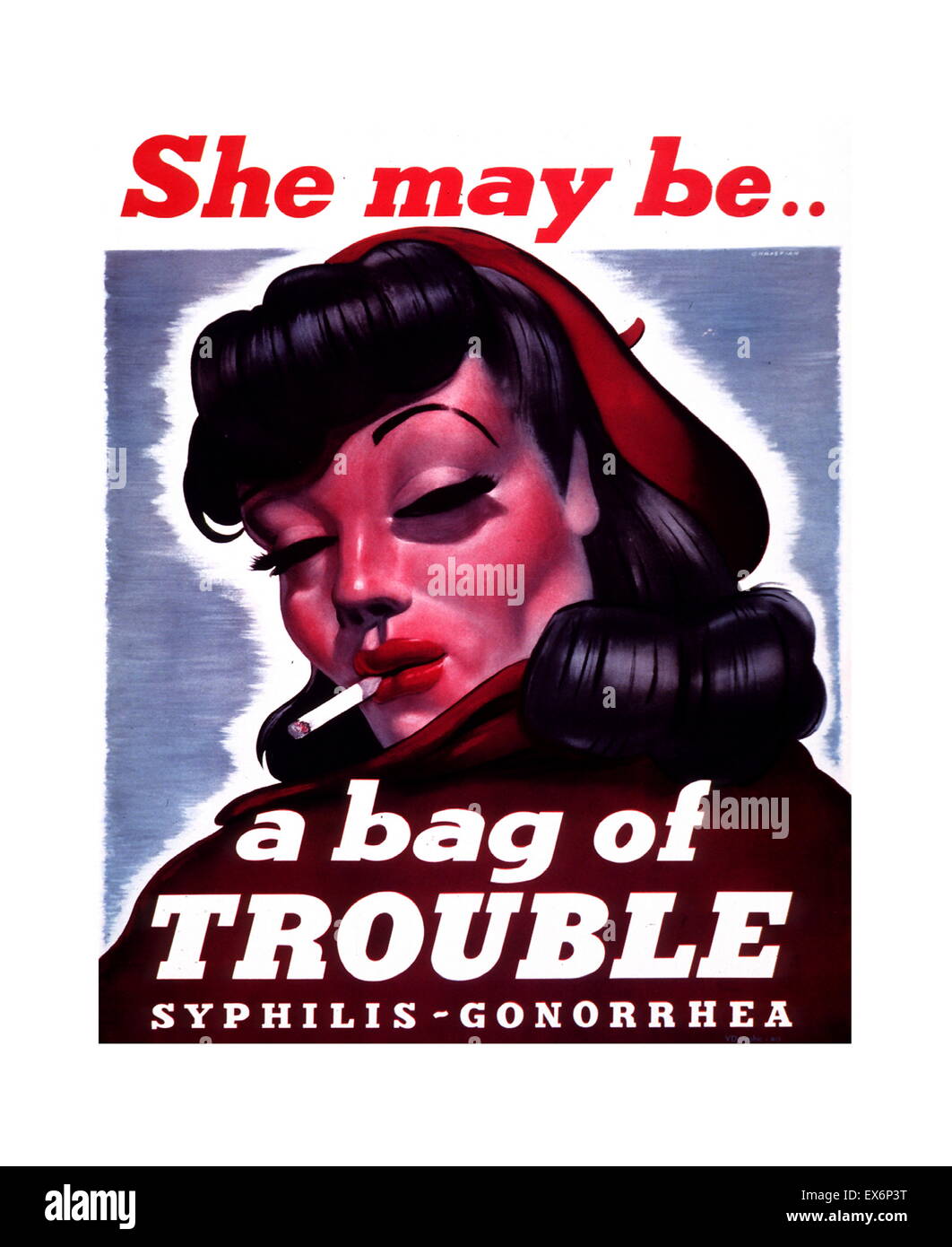 Essa può essere... Un sacco di guai 1940 Salute Pubblica americana poster per aumentare la consapevolezza di malattie veneree Foto Stock