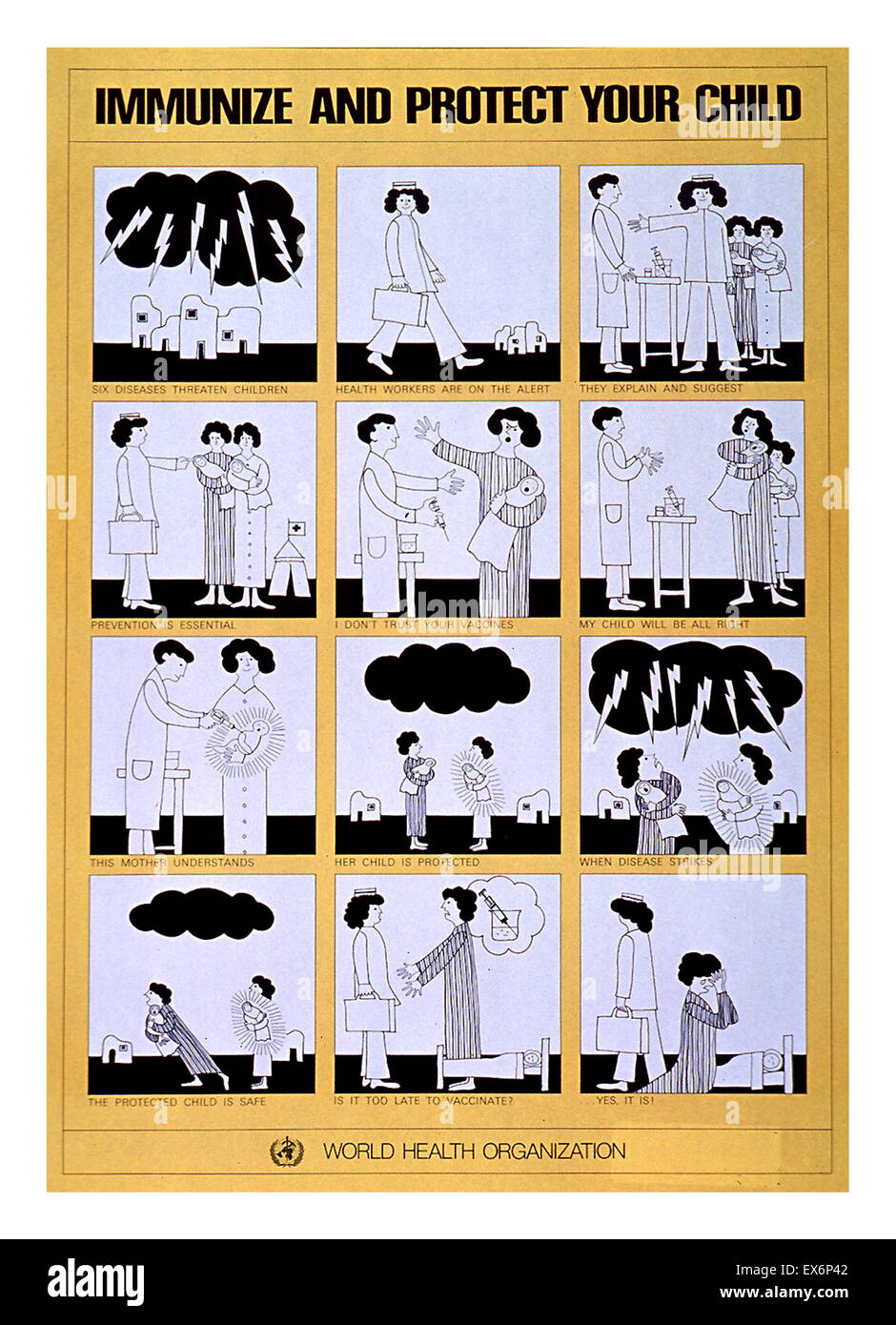 La immunizzazione: la possibilità per ogni bambino 1975 delle Nazioni Unite che la sanità pubblica poster per aumentare la consapevolezza di immunizzazione Foto Stock