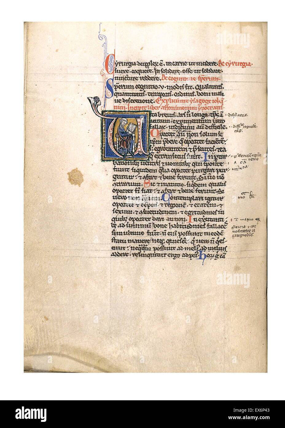 Hunayn Ibn Ishaq al-cIbadi (809-873), Isagoge. Ippocrate, come rappresentato in una metà del XIII secolo copia del Isagoge.manoscritto e 78, f. 15 tergo Foto Stock