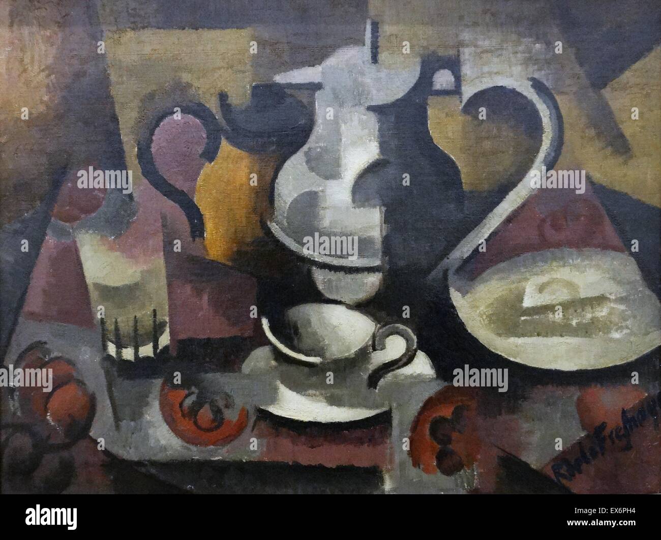 Pittura intitolato 'Still vita con tre impugnature" da Roger de La Fresnaye (1885-1925) francese pittore cubista. Datata 1912 Foto Stock