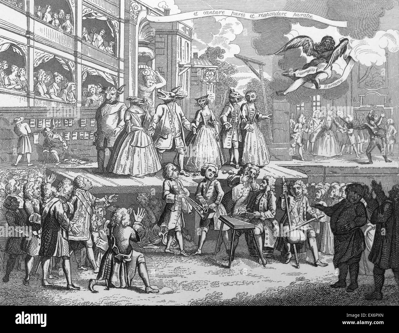 Incisione di artista britannico & incisore, William Hogarth 1697-1764: La Beggar's Operae rame 1822 Pubblicato da Baldwin, Cradock & Joy, Londra Foto Stock