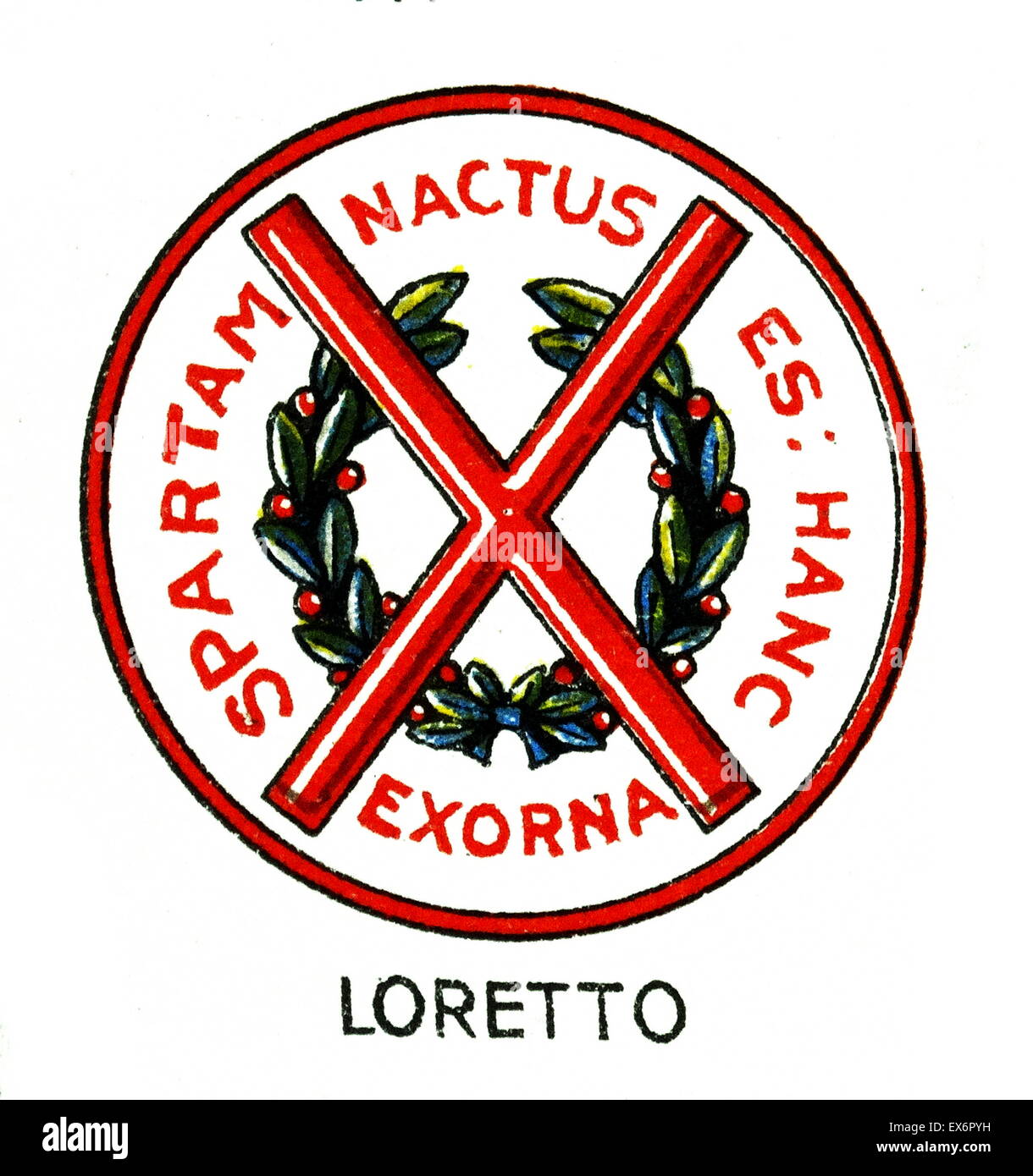 Emblema della scuola di Loreto, Musselburgh, East Lothian, Scozia. Scuola di Loreto è un organismo indipendente di imbarco e giorno scuola per ragazzi e ragazze. La scuola è stata fondata nel 1827. Foto Stock