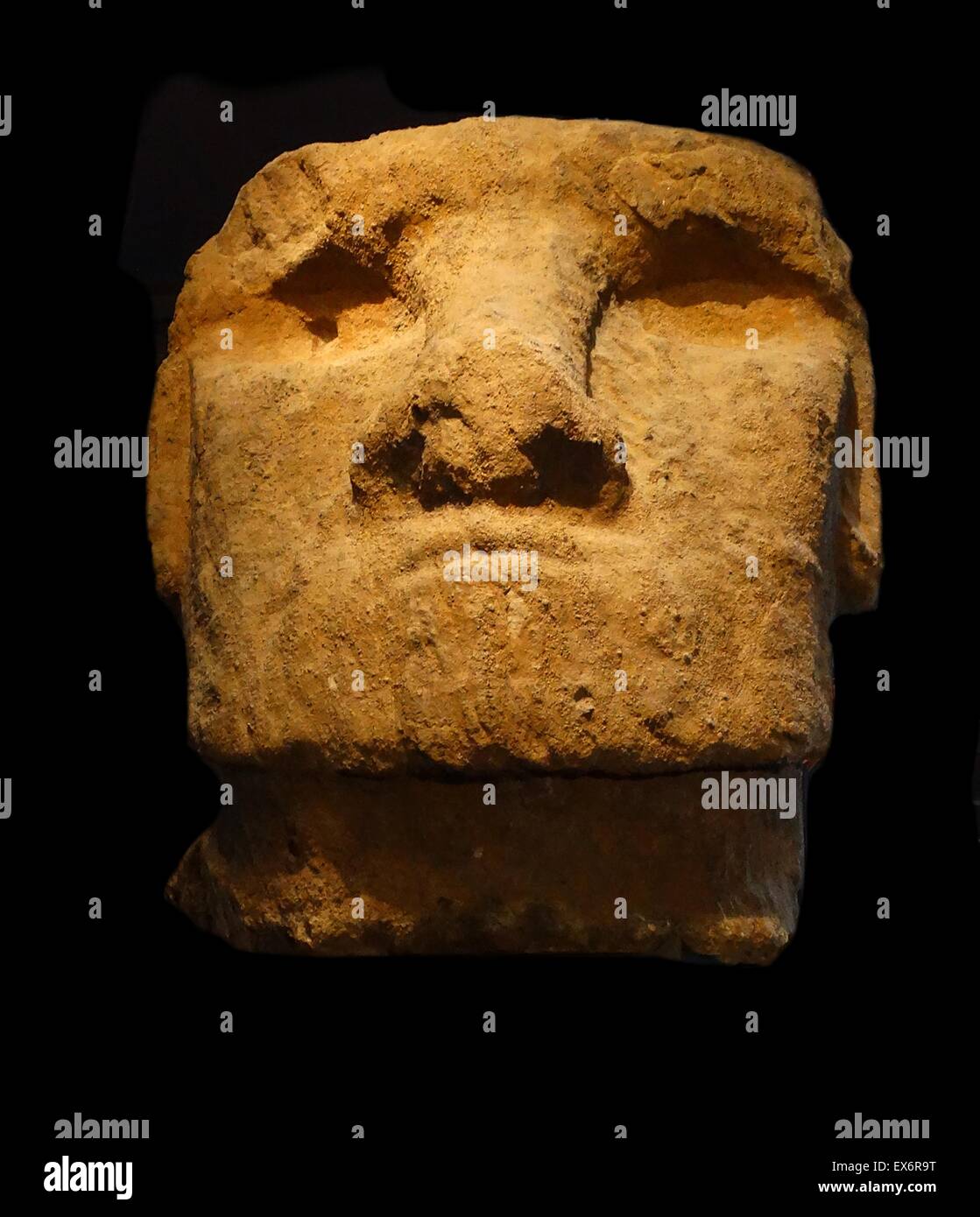 Grande testa di pietra di imao antenato dal Cook Bay, l'Isola di Pasqua. 1872 Foto Stock
