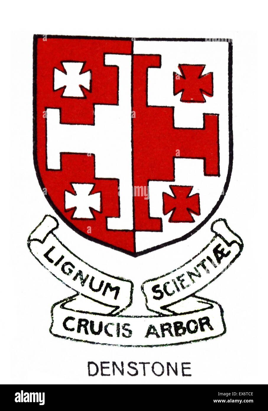 Emblema per Denstone College, Uttoxeter, Staffordshire, un co-educativo di giorno e di imbarco scuola indipendente. È anche una scuola di Wooard e come tale ha una forte tradizione Anglo-Catholic. La scuola è stata fondata nel 1868. Foto Stock