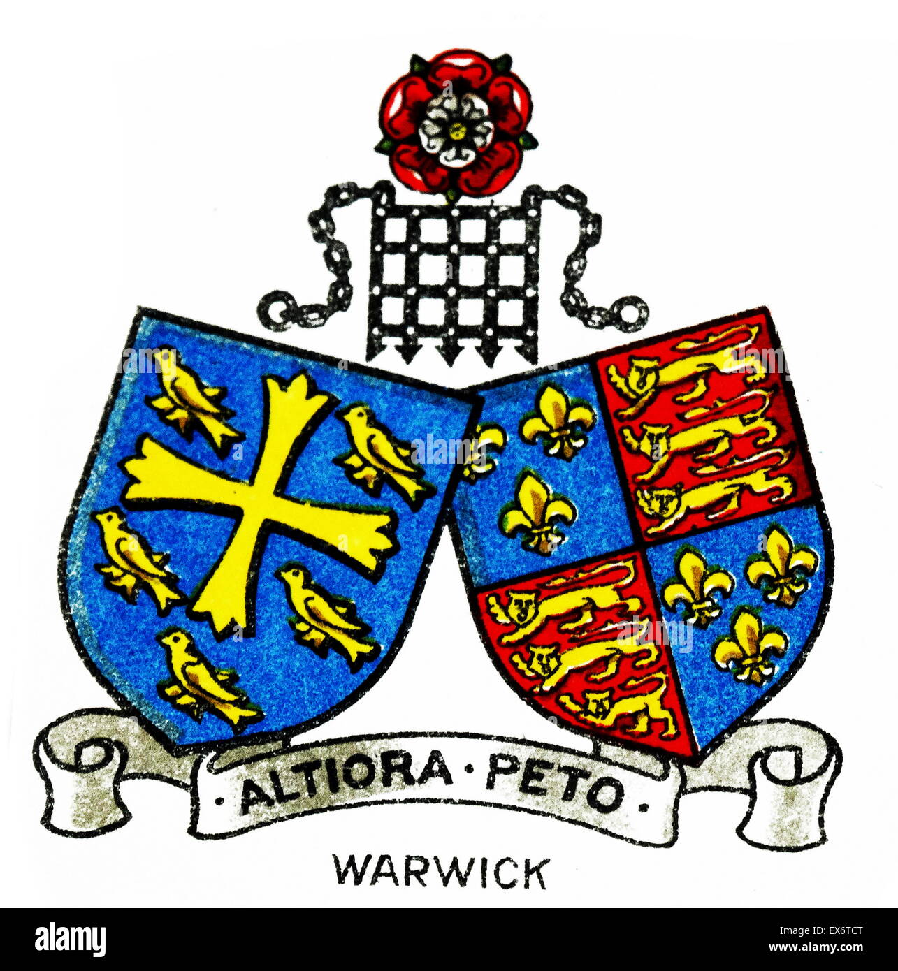 Emblema per Warwick College, Leamington Spa, uno dei più grandi college educativi nel Regno Unito. Essa è stata costituita nel 1996 con la fusione di Mid-Warwickshire College in Leamington Spa e Warwickshire College per agricoltura, orticoltura, equine e rel Foto Stock