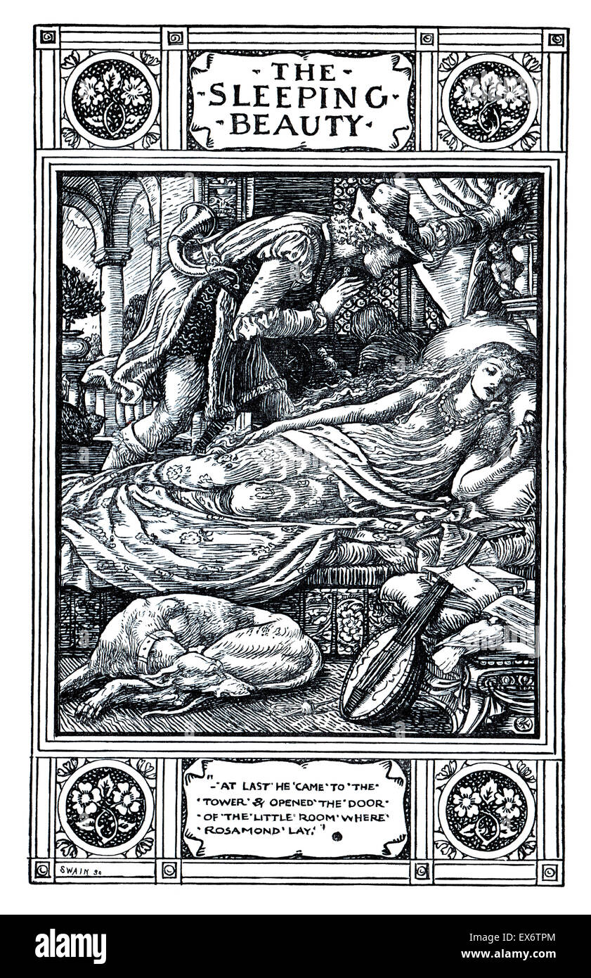 Frontespizio Illustrazione da La Bella Addormentata, (1882) da illustrator Walter gru Foto Stock