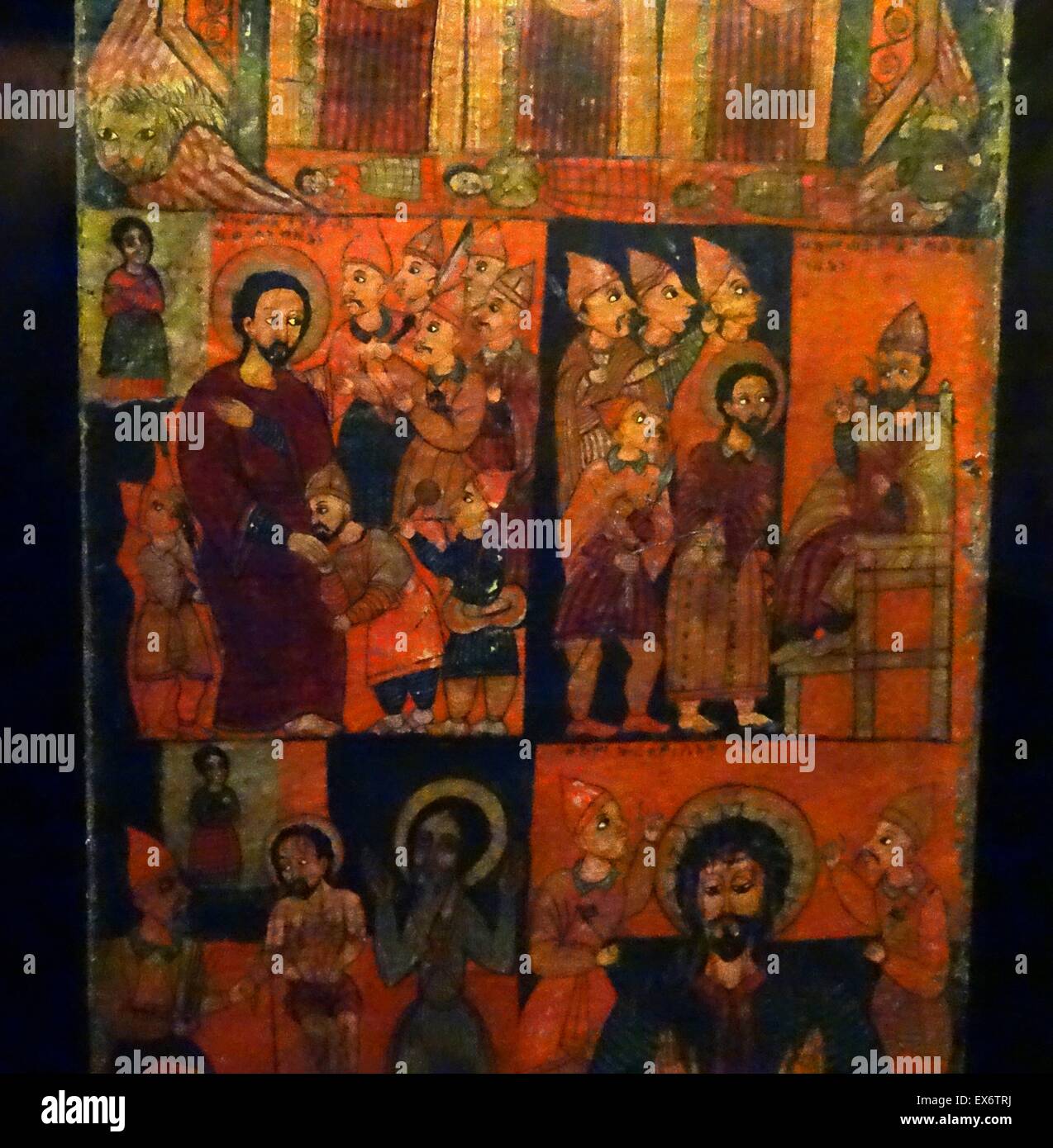 La Passione di Cristo. Pittura cristiana. Dal dittico della chiesa di Qaha Iyasus. Dall'Etiopia. Foto Stock