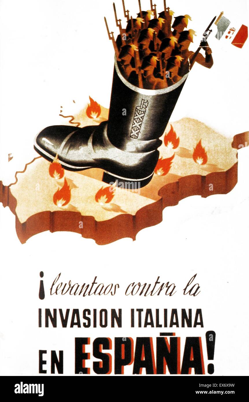 Anti-Fascist spagnola poster di propaganda, 1937 rilasciato dal governo provvisorio a Madrid Foto Stock