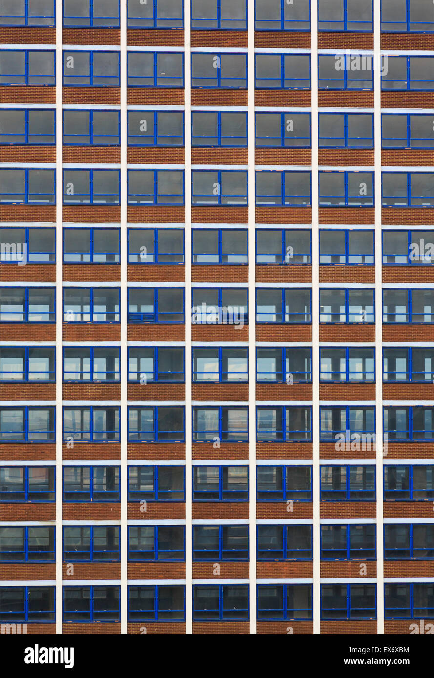 Finestre vuote degli uffici a torre. Leeds, Regno Unito Foto Stock