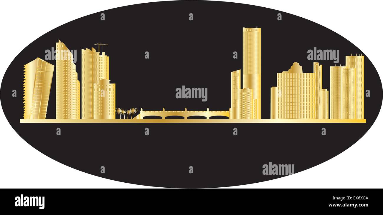 Città skyline di Miami Illustrazione Vettoriale