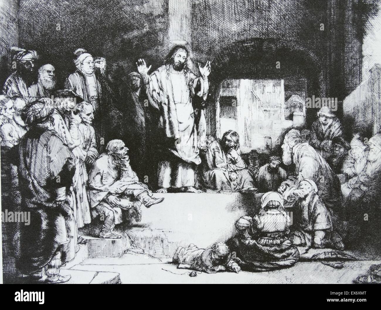 La predicazione di Cristo (1652), da Rembrandt Foto Stock