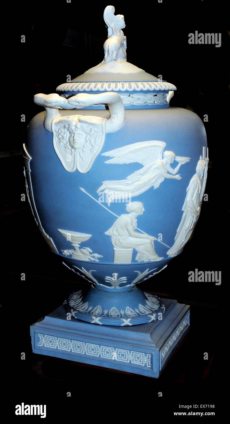 Il Pegasus vaso. Jasperware, con rilievi applicati. Inglese, Staffordshire, Josiah Wedgwood, 1786, Foto Stock