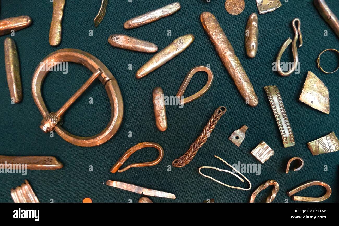 Il Cuerdale accaparrare; parte di un Viking argento accaparrare trovati in una derivazione torace accanto al fiume Ribble a Cuerdale, Lancashire. Costituito da circa 7500 monete e 1200 pezzi di lingotti. 905 ANNUNCIO Foto Stock