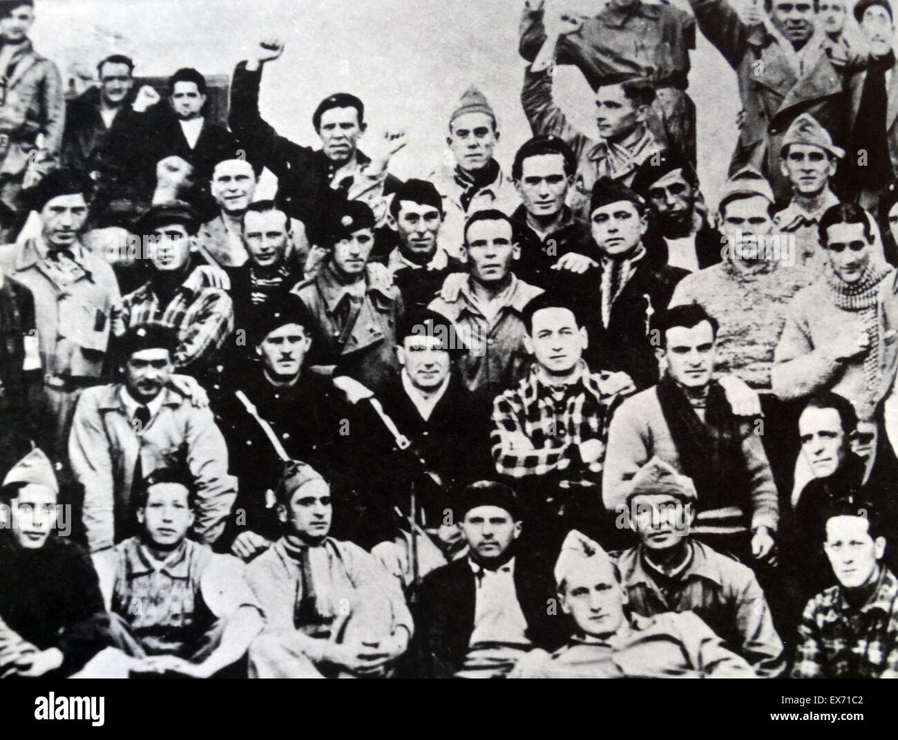 Garibaldi battaglione del 9° brigata mista, parte dell'Italiano Brigata internazionale i combattimenti durante la Guerra Civile Spagnola, 1936' Foto Stock