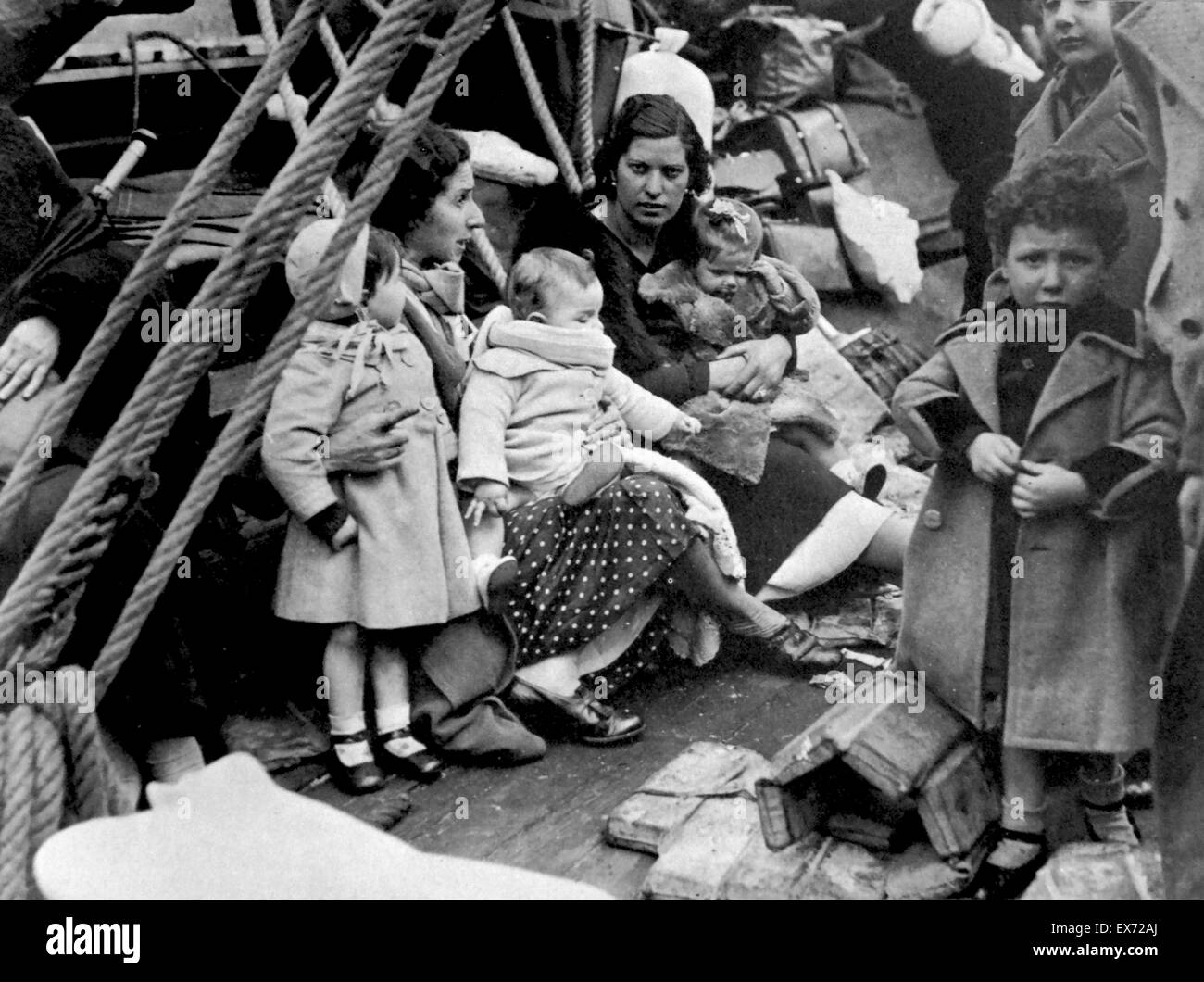 Evacuazione dei bambini da Santander, durante la Guerra Civile Spagnola 1937 Foto Stock