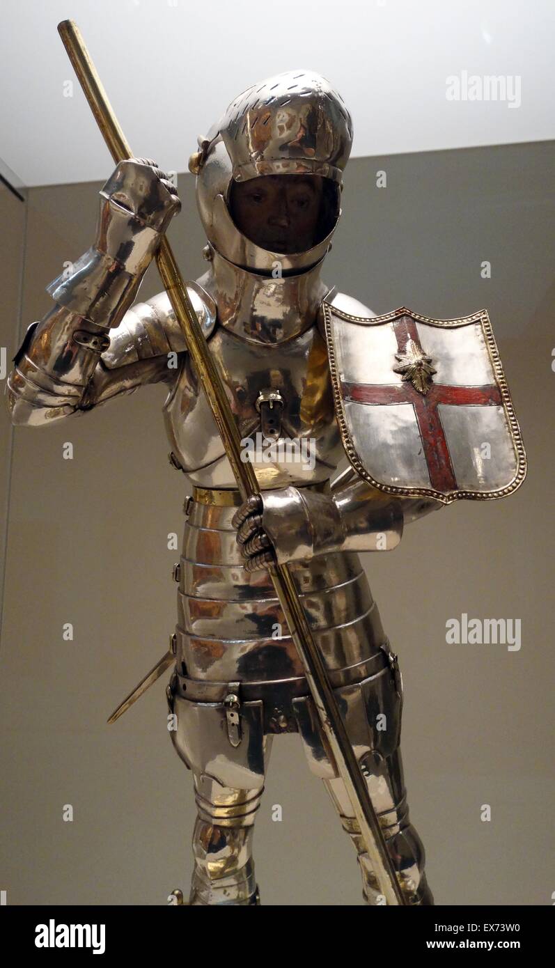 San Giorgio e il drago, in argento. Spagnolo annuncio 1420-1450 Foto Stock