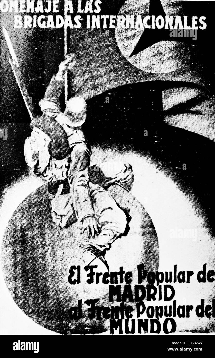 Guerra civile spagnola 1937. poster in omaggio le Brigate Internazionali Foto Stock