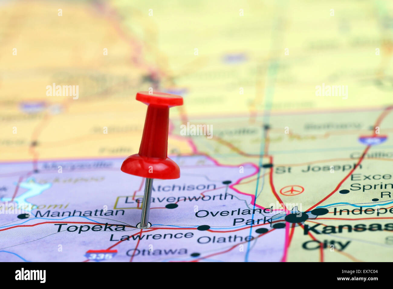 Topeka imperniata su una mappa degli STATI UNITI D'AMERICA Foto Stock