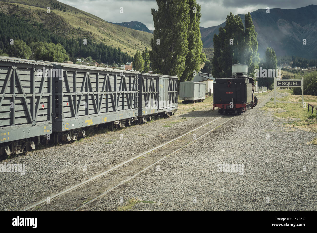 La Trochita il vecchio nasello di Patagonia Express a scartamento ridotto in treno di Esquel Patagonia Foto Stock