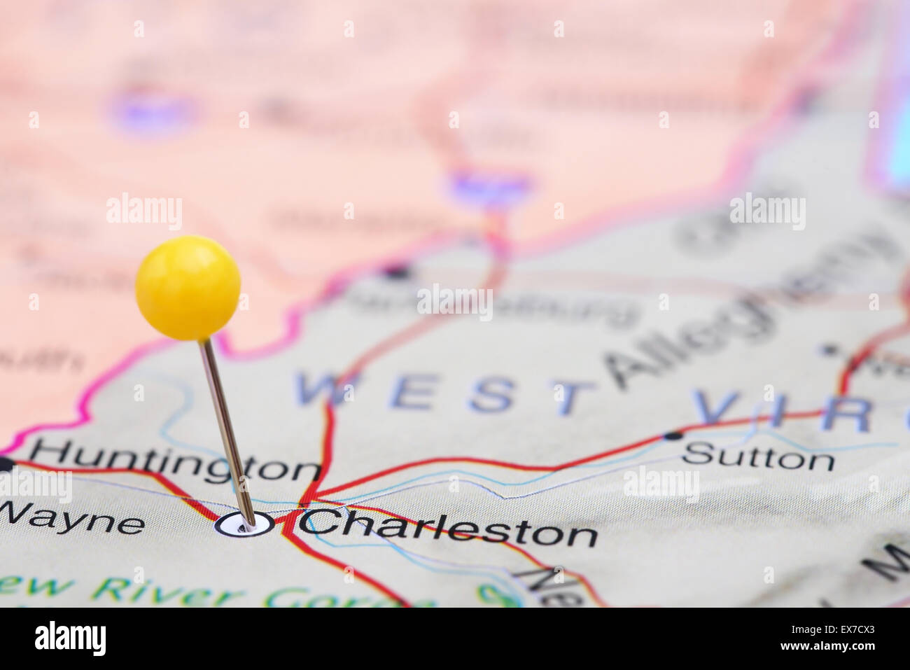 Charleston imperniata su una mappa degli STATI UNITI D'AMERICA Foto Stock