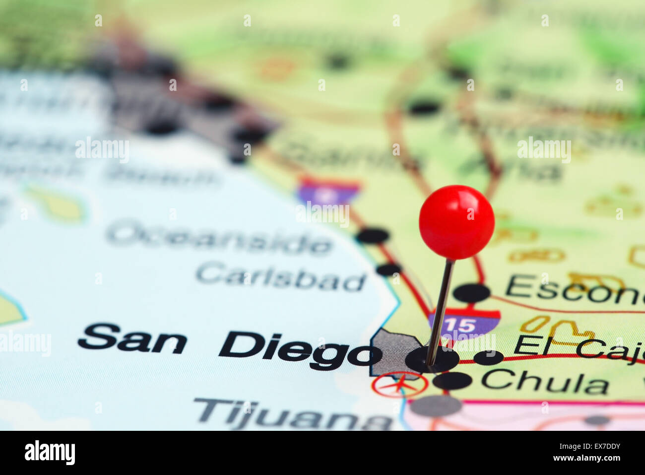 San Diego imperniata su una mappa degli STATI UNITI D'AMERICA Foto Stock