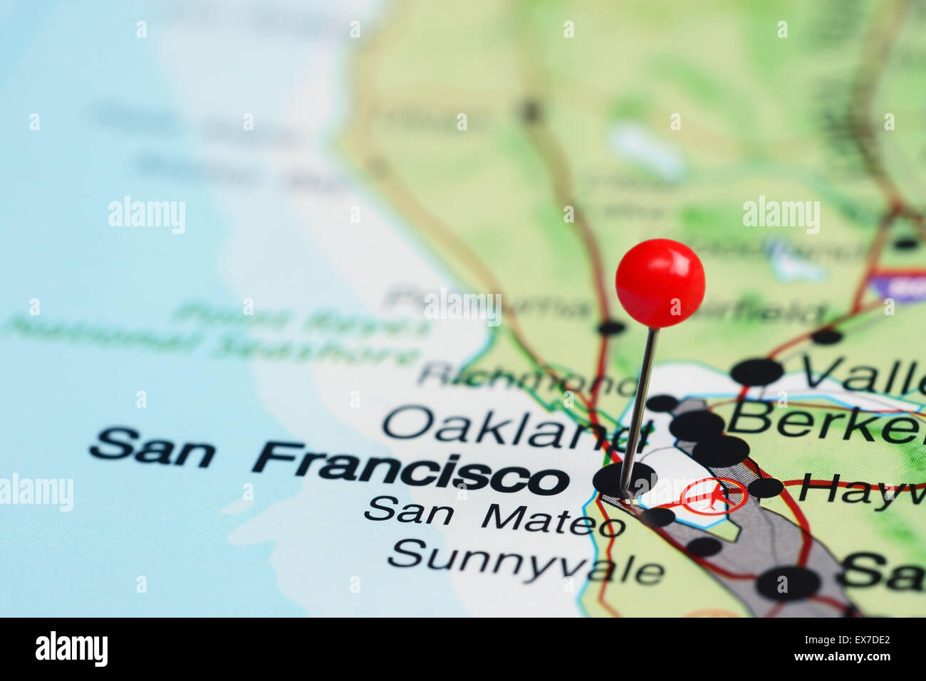 San Francisco imperniata su una mappa degli STATI UNITI D'AMERICA Foto Stock