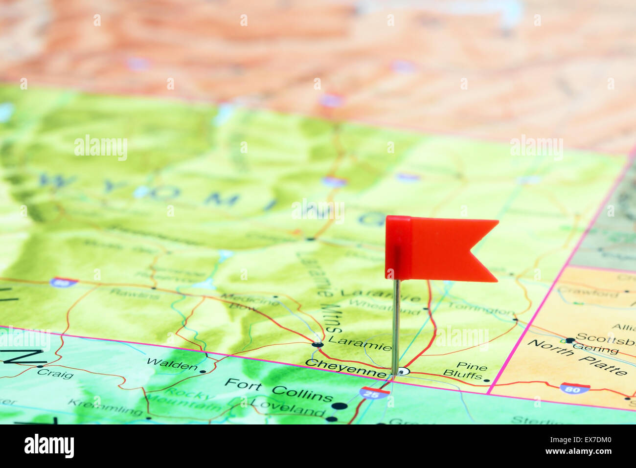 Cheyenne imperniata su una mappa degli STATI UNITI D'AMERICA Foto Stock